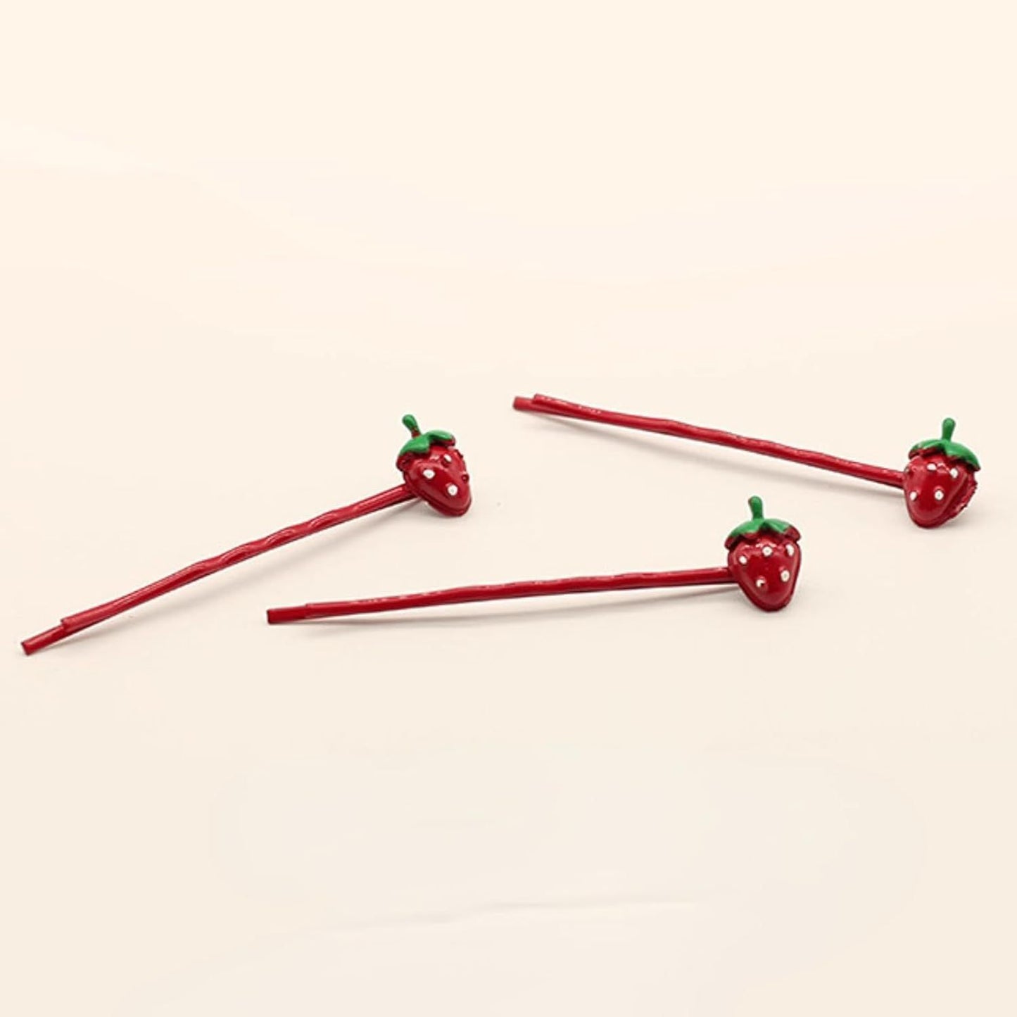 4 Pcs Cute Strawberry Hair Pins Hair Clips for Girls, Fun Headband Accessories for Kids Women Daily Wear Party (Red Strawberry)