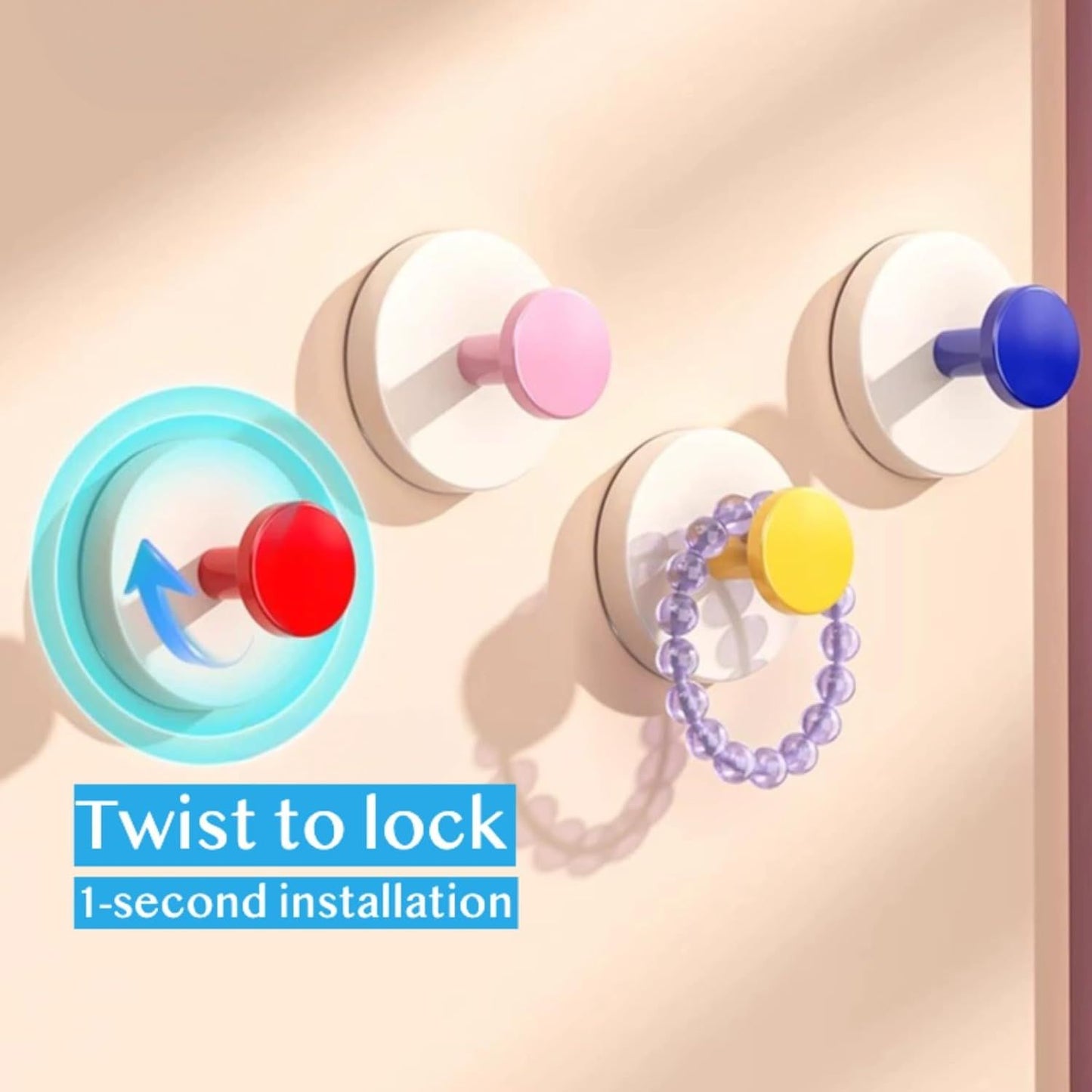 4 Pack No-Drill No-Trace Reusable Vacuum Suction Cup Hooks for Entryway, Doorway Key Holder, Hat Rack Organizer, Bathroom Hanger (Round)