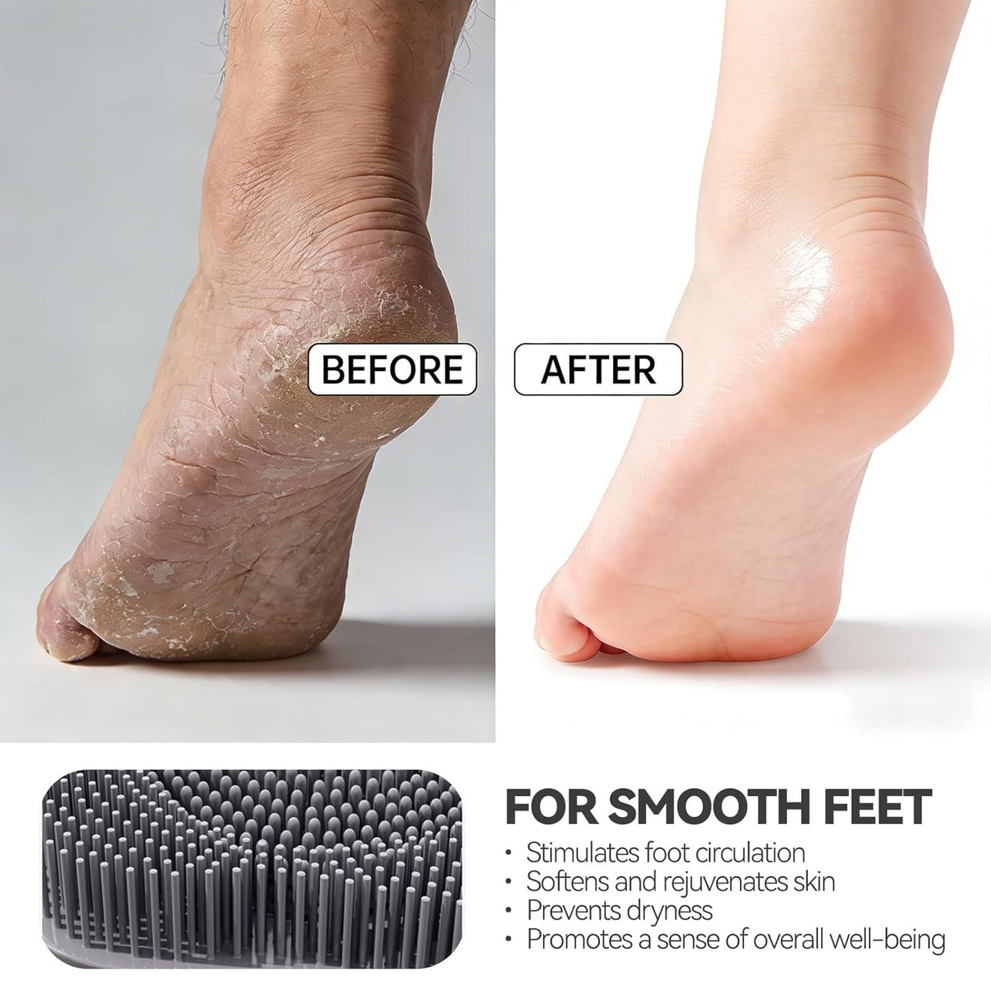 Silicone Shower Foot Scrubber Mat,Back Washer Bath Wash Pad Exfoliating & Massage, Wall Mounted Slip Strong Suction Cups for Use in Cleaner Men and Women (Grey)