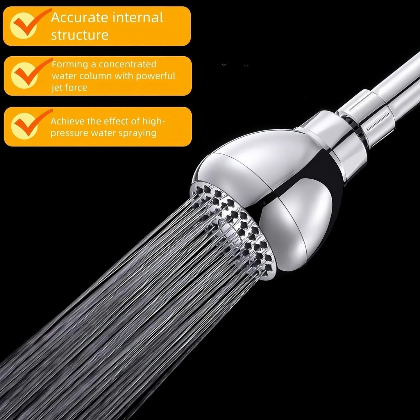 High Pressure Shower Head 3" Chrome - 360° Rotating Self-Cleaning Jets, Water Saving Flow Optimizer, Easy Install & Rustproof ABS, Spa Rainfall Spray for Adults/Elderly