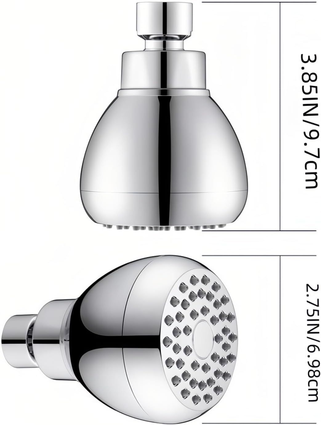 High Pressure Shower Head 3" Chrome - 360° Rotating Self-Cleaning Jets, Water Saving Flow Optimizer, Easy Install & Rustproof ABS, Spa Rainfall Spray for Adults/Elderly