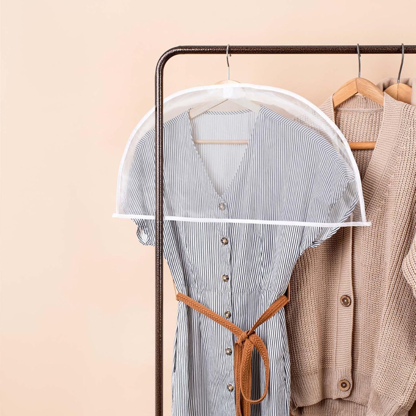 4 Pack Clear Clothing Hanger Shoulder Covers for Clothes Breathable Plastic Gusseted Garment Shoulder Dust Cover Bags Protectors for Hanging Clothes, Suit, Coats, Jackets, Dress Open Closet Storage