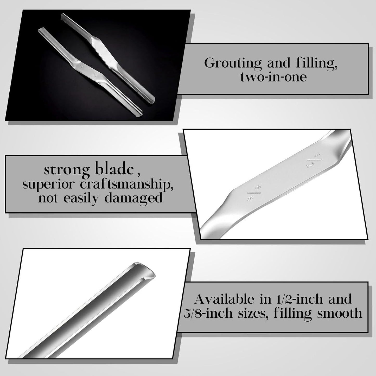 1pcs Tuck Pointing Tools Stainless Steel Masonry Jointer Double Ended Concrete Brick and Block Straightener Tool Wall for Cement Pointing Trowel Tuck Tools (1/2" x5/8")