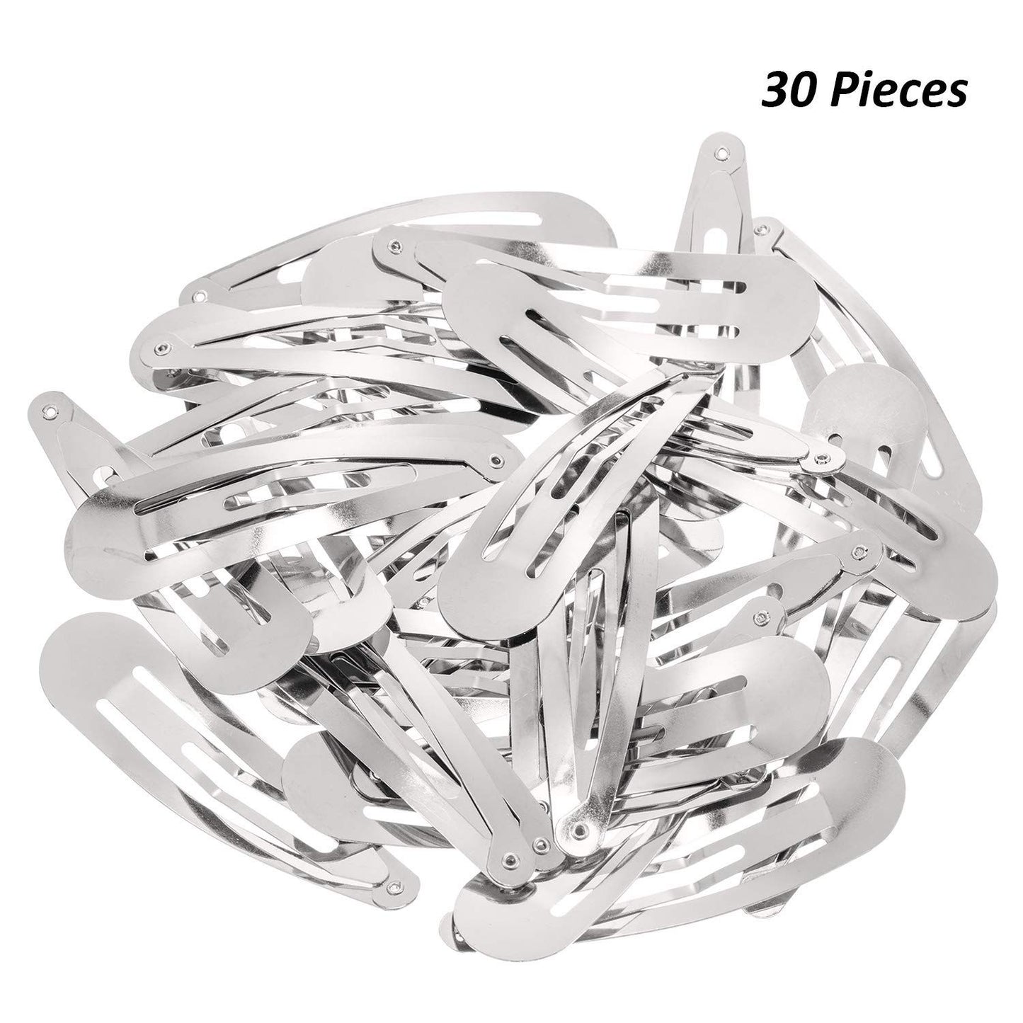 30 Pieces 3.1 Inch Large Metal Snap Hair Clips Nonslip Barrettes Women Hair Accessories(Silver)