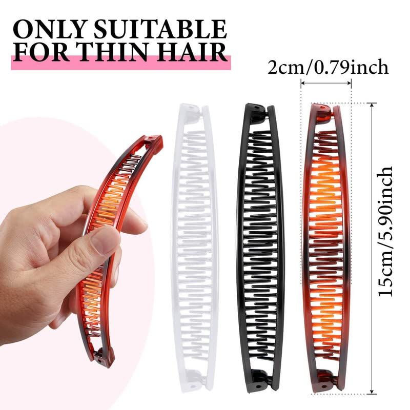 6 Pcs Banana Clip Hair Clincher Combs Classic Banana Hair Clip Fish Shape Ponytail Clips for Women Girls Thick Curly Thin Fine Hair(Brown, White, Black)