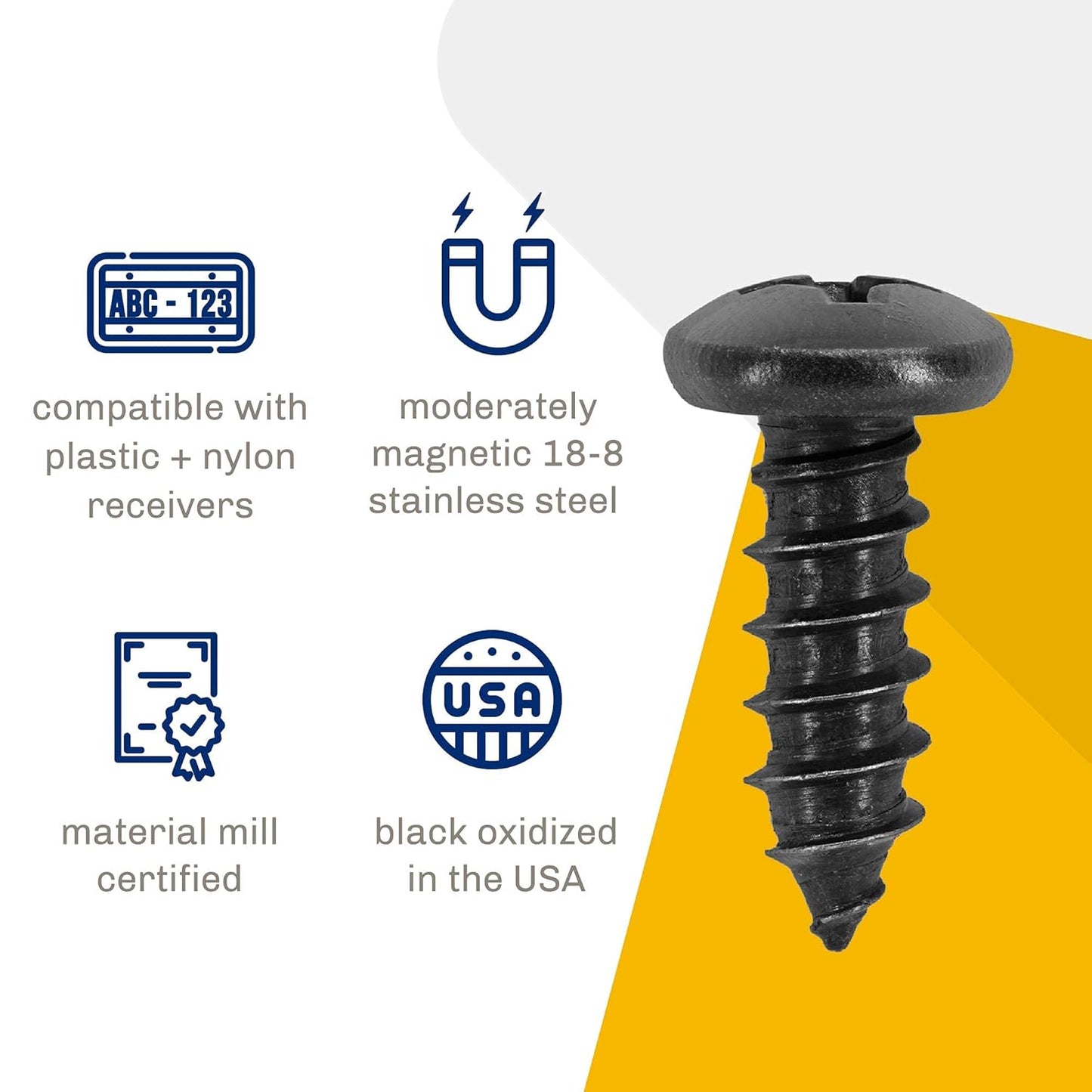Stainless Steel Screws - Black Head, Oxidized Finish (Pack of 4)