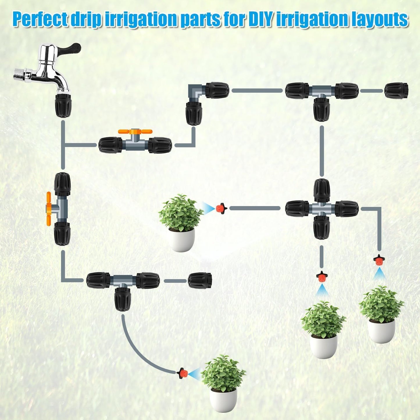 10pcs 1/2 Inch Irrigation End Caps, Anti-Drop Barbed Lock Nut End Hose Plugs Fittings for (1/2" ID x 0.6-0.63" OD) 16mm Drip Tubing Connectors for Garden Watering System Drip Line Sprinkler Parts