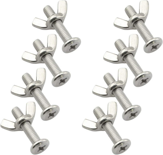 10PCS Stainless Steel Large Flat Head Screws M6x30 1/4 x 1-1/4 Sidewalk Bolts with 10 Wing Nuts