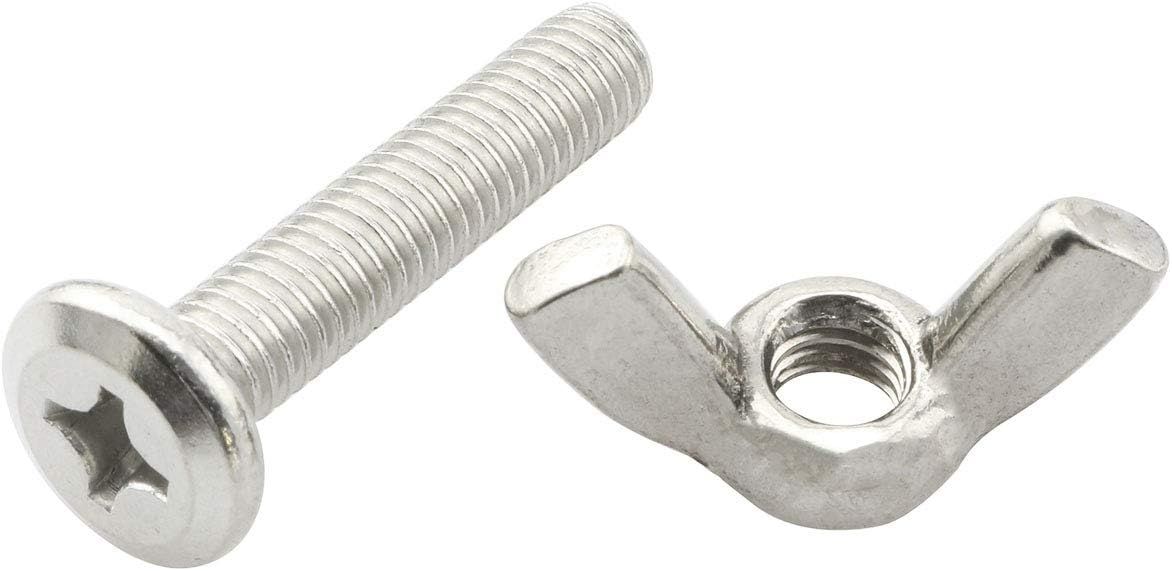 10PCS Stainless Steel Large Flat Head Screws M6x30 1/4 x 1-1/4 Sidewalk Bolts with 10 Wing Nuts