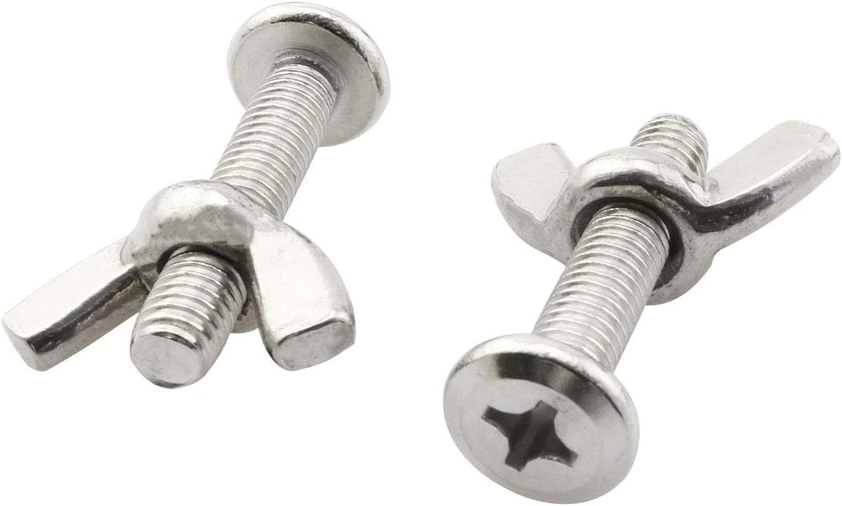 10PCS Stainless Steel Large Flat Head Screws M6x30 1/4 x 1-1/4 Sidewalk Bolts with 10 Wing Nuts