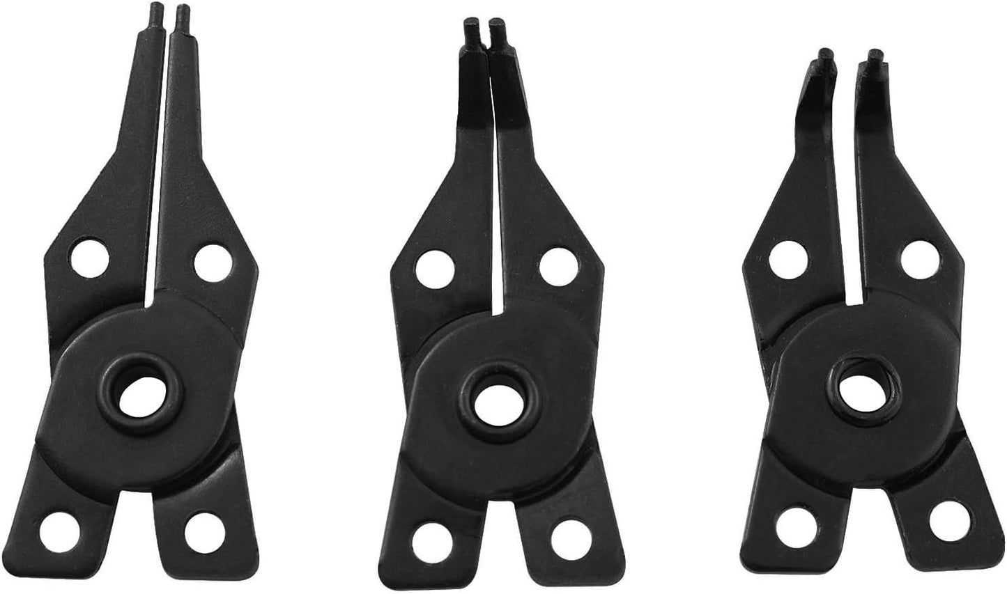 Snap Ring Pliers  1Set 4 In 1 C Clips Removal Retaining Set for Automotive and Engine Repair, Interchangeable Jaw Head 45 90 and 180 Degree Angled Jaws, AC Compressor Clutch Holding Tool