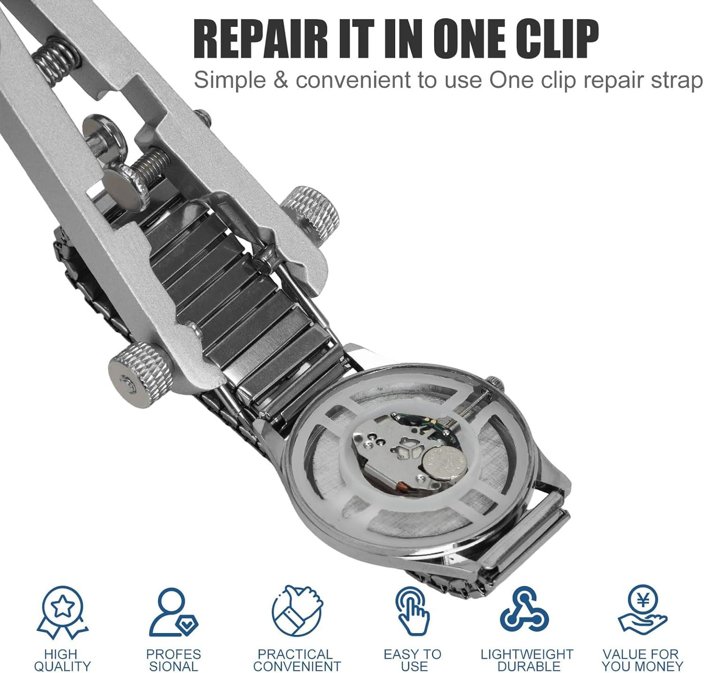 Watch Spring Bar Plier Tool Set Watchband Pliers with 10 Pins,Watch Wrist Ban Repair Remove Tool,Spring Plier Tweezer,Removal Tool for Watch Pin Strap Band Watch Link-Sliver