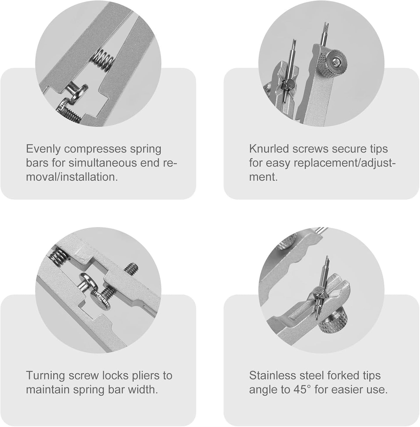 Watch Spring Bar Plier Tool Set Watchband Pliers with 10 Pins,Watch Wrist Ban Repair Remove Tool,Spring Plier Tweezer,Removal Tool for Watch Pin Strap Band Watch Link-Sliver