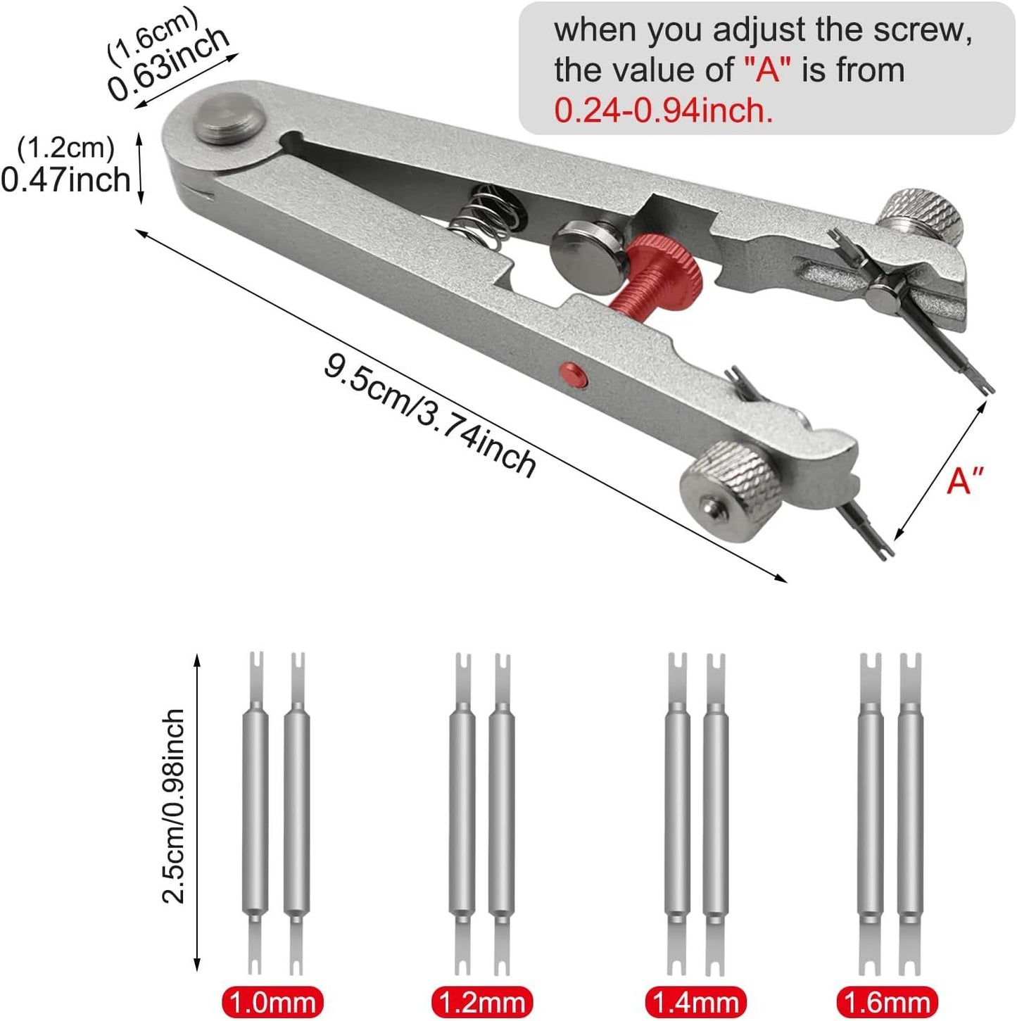 Watch Spring Bar Plier Tool Set Watchband Pliers with 10 Pins,Watch Wrist Ban Repair Remove Tool,Spring Plier Tweezer,Removal Tool for Watch Pin Strap Band Watch Link-Sliver