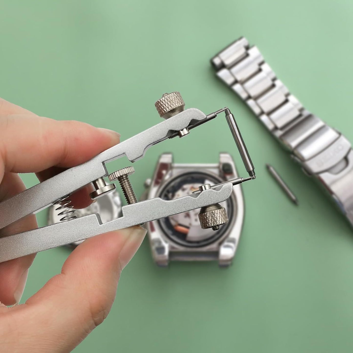 Watch Spring Bar Plier Tool Set Watchband Pliers with 10 Pins,Watch Wrist Ban Repair Remove Tool,Spring Plier Tweezer,Removal Tool for Watch Pin Strap Band Watch Link-Sliver