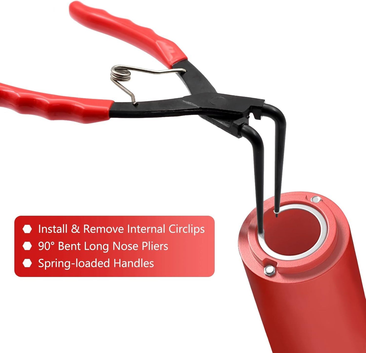 90 Degree Long Nose Snap Ring Pliers, Internal Master Cylinder Circlip Bent Lock Retaining Ring Pliers for Trucks Motorcycles Cars