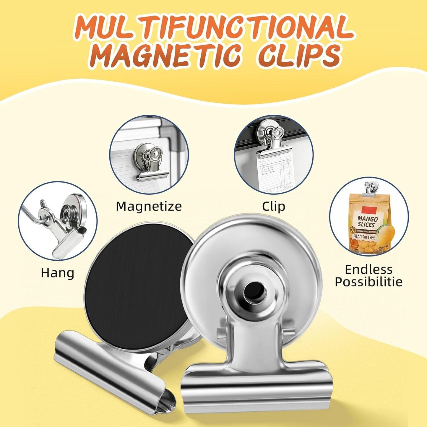 20 Pack Fridge Magnets Refrigerator Magnets, Strong Magnetic Clips Heavy Duty, Magnet Clips for Whiteboard, Magnets for Fridge Locker Office Accessories (Silver)