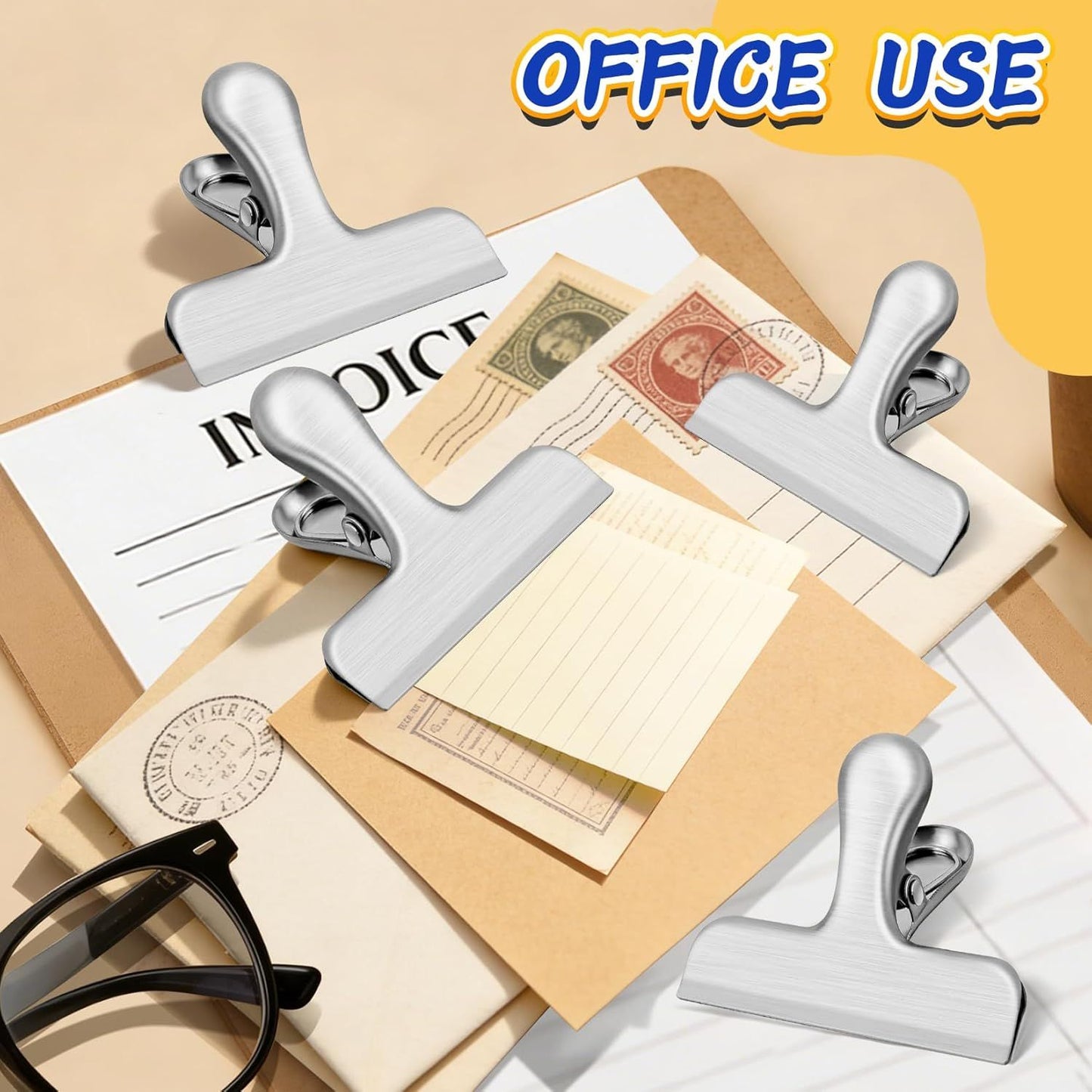12 Pack Stainless Steel Chip Clips, Bag Clips for Food, Heavy Duty Snack Clip Metal Clip to Seal Coffee Bags, Ideal for Office and Kitchen Use, Binder Clip Large - 3 Inches, Silver