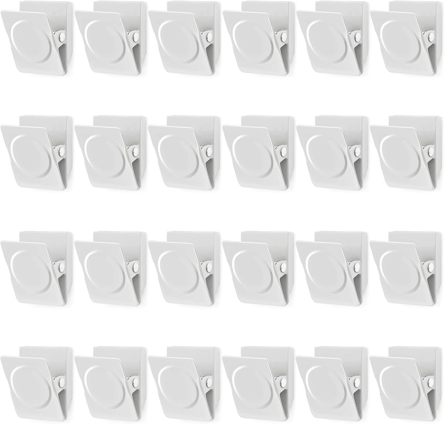 24Pcs Whiteboard Magnets, Strong Magnetic Clips Refrigerator Magnet, Magnet Clips Heavy Duty, White Metal Clip with Magnets for Home, Office, Classroom Teacher Supplies