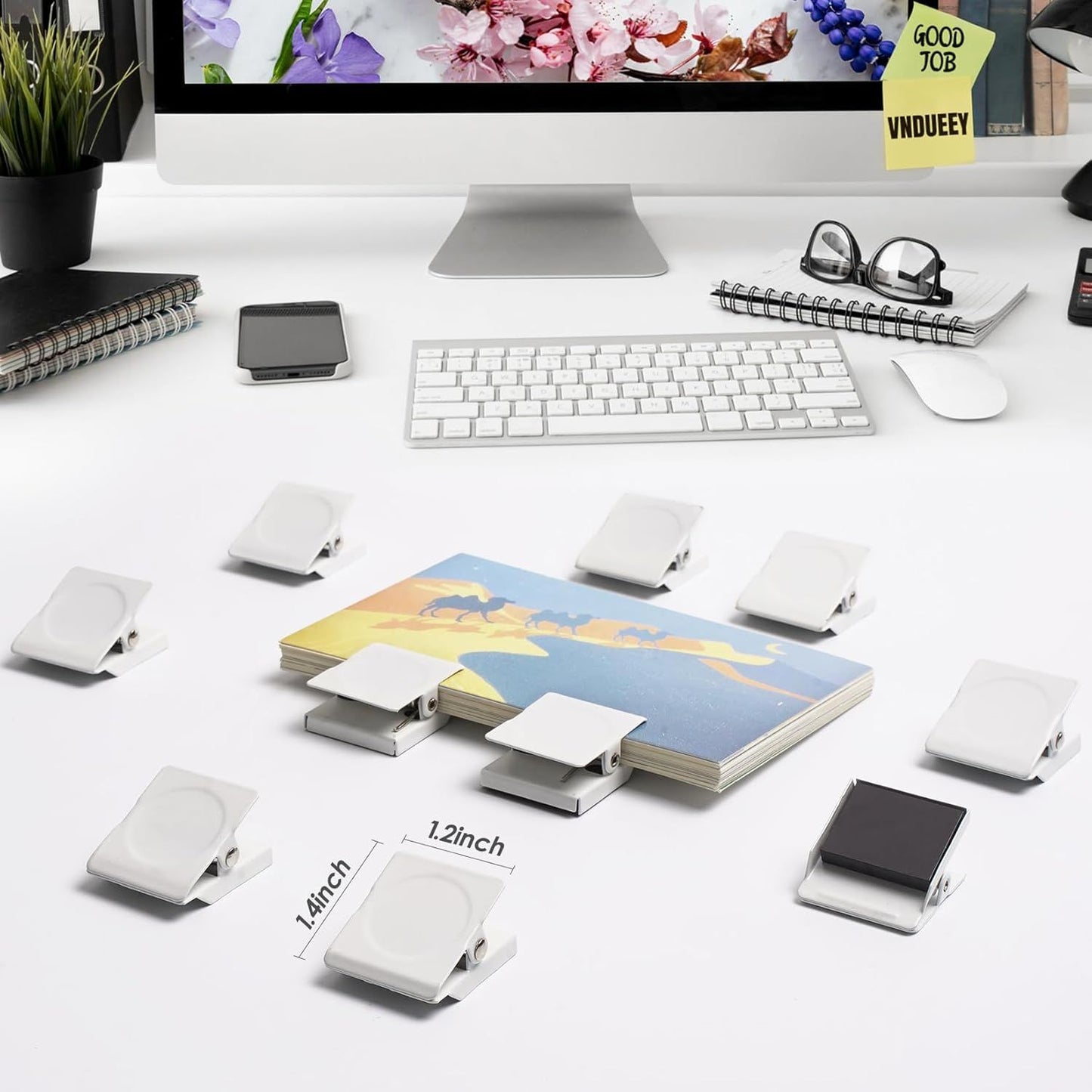 24Pcs Whiteboard Magnets, Strong Magnetic Clips Refrigerator Magnet, Magnet Clips Heavy Duty, White Metal Clip with Magnets for Home, Office, Classroom Teacher Supplies
