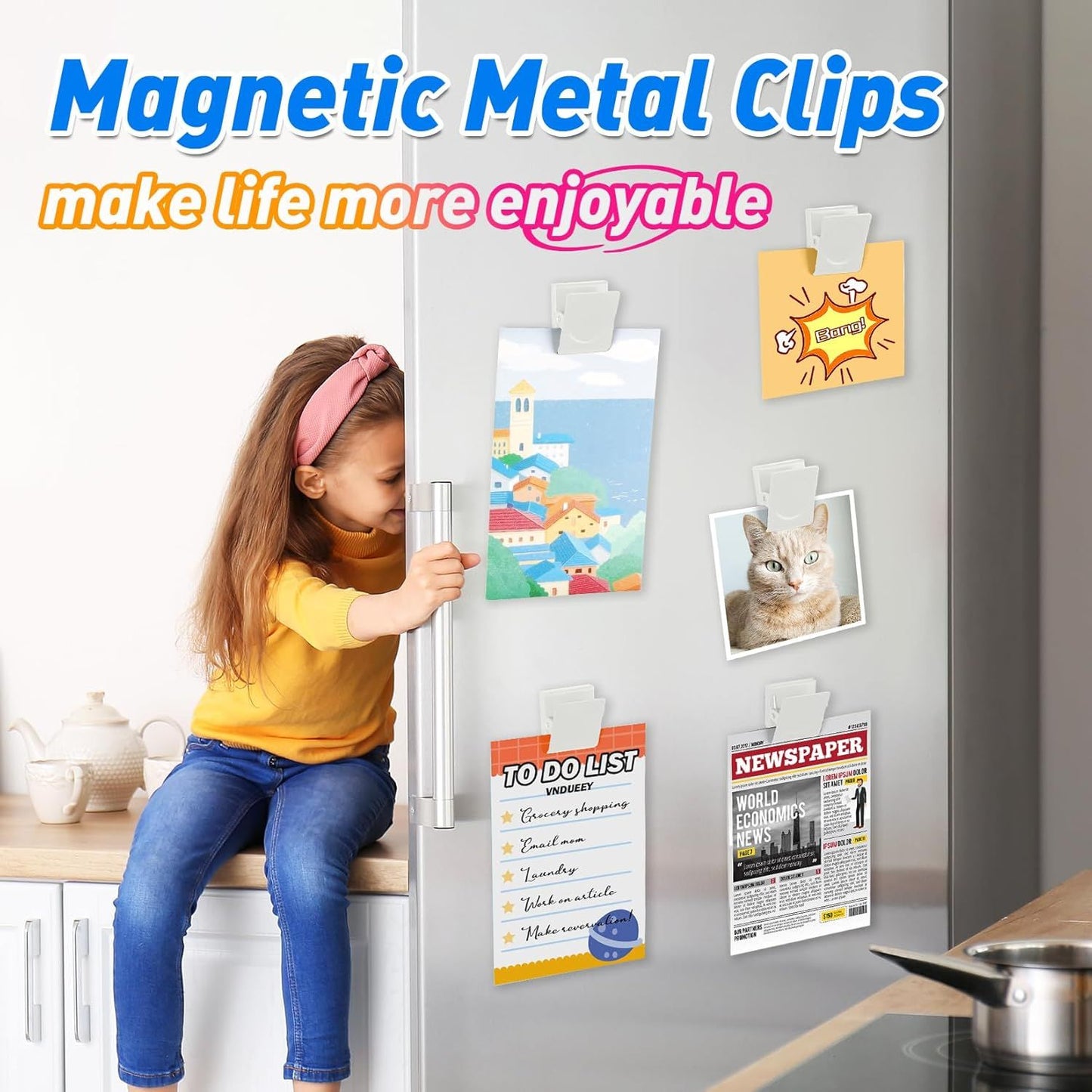 24Pcs Whiteboard Magnets, Strong Magnetic Clips Refrigerator Magnet, Magnet Clips Heavy Duty, White Metal Clip with Magnets for Home, Office, Classroom Teacher Supplies