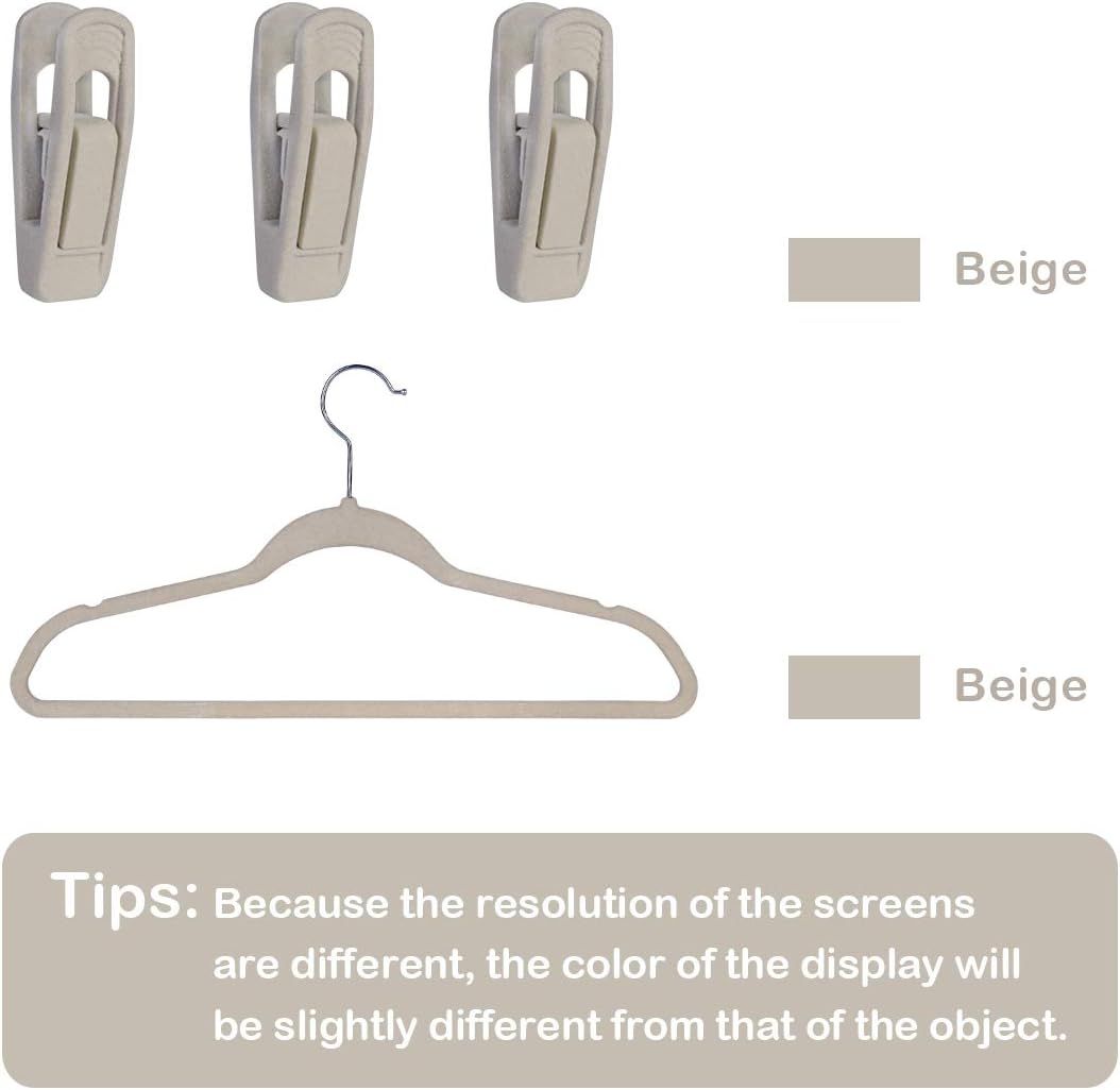 Velvet Hangers - Strong Finger Clips for Thin Pants (20pc, Beige)