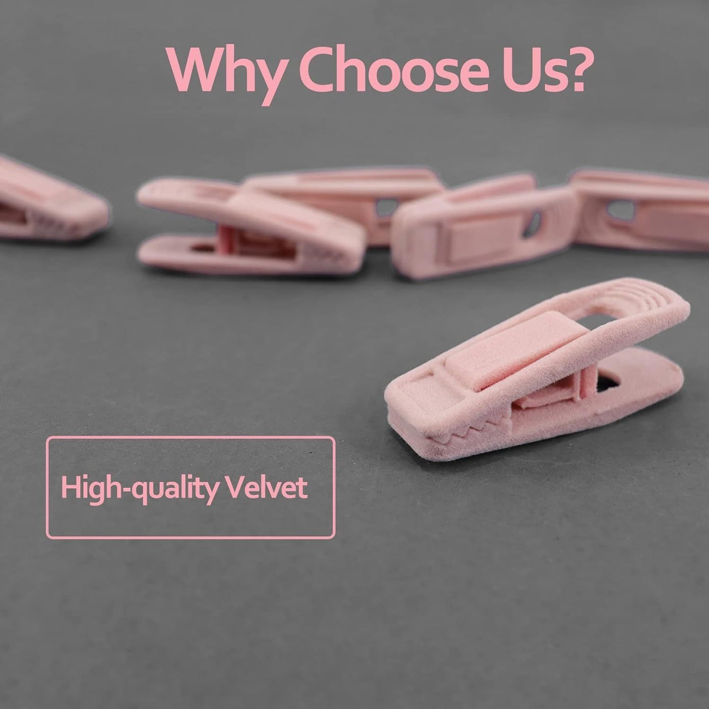 Light Pink Velvet Hangers - Strong Finger Clips for Thin Hangers, Perfect for Suits, Skirts, Pants & Baby Clothes