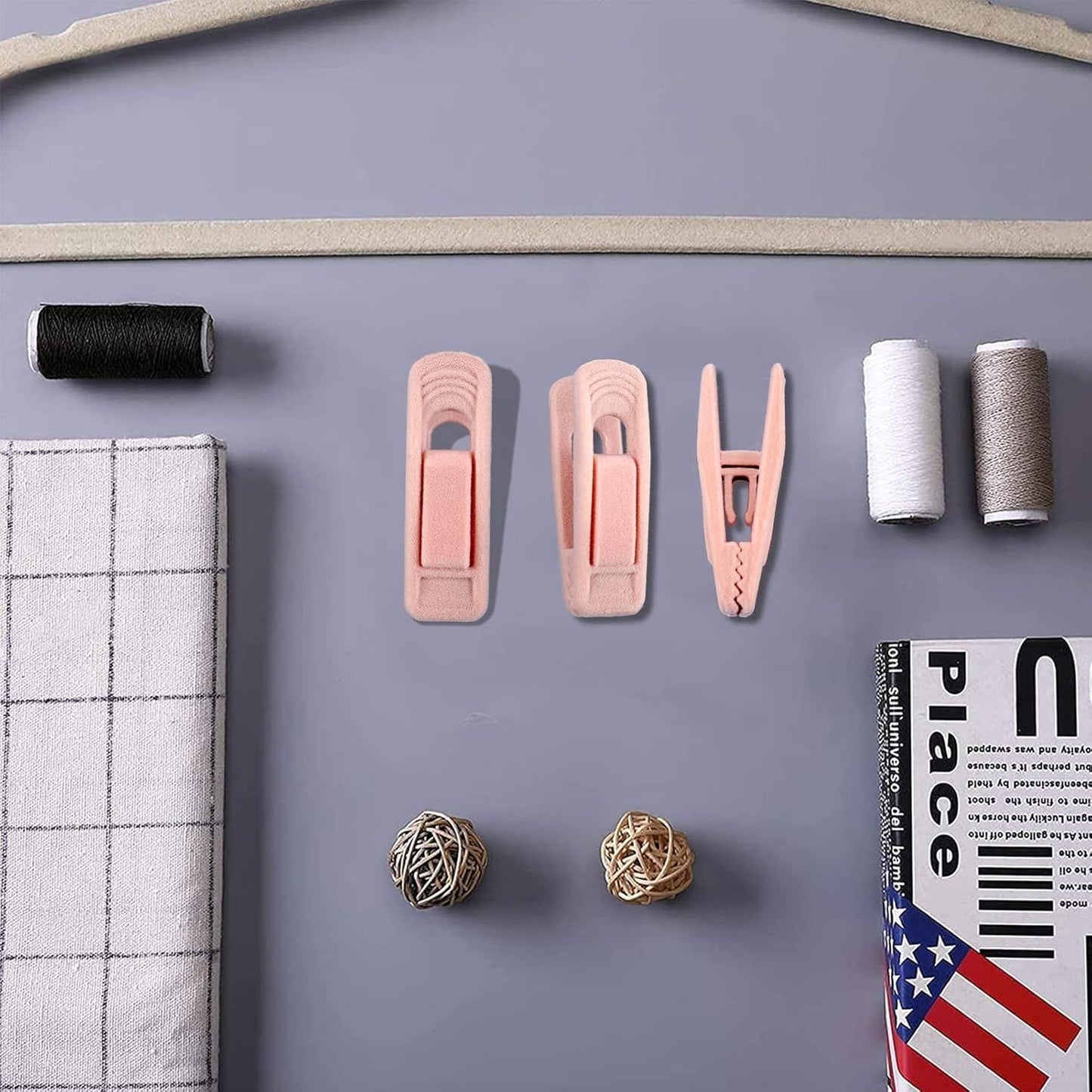 Light Pink Velvet Hangers - Strong Finger Clips for Thin Hangers, Perfect for Suits, Skirts, Pants & Baby Clothes