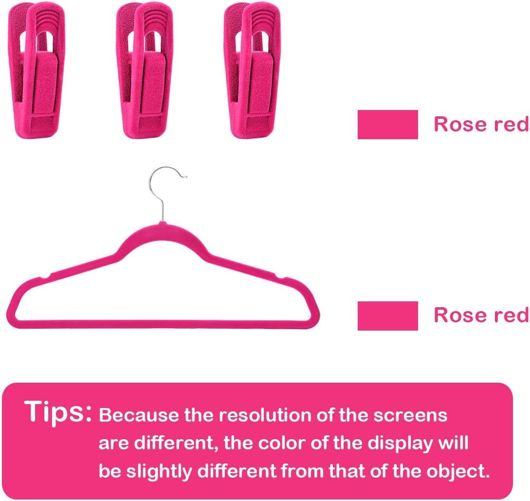Hot Pink Velvet Hangers Clips, Pants Hangers Velvet Clips, Strong Finger Clips Perfect for Thin Velvet Hangers (20 Pcs, Hot Pink)