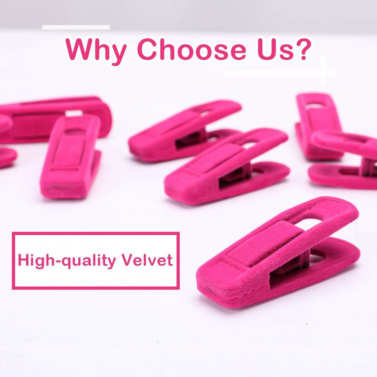 Hot Pink Velvet Hangers Clips, Pants Hangers Velvet Clips, Strong Finger Clips Perfect for Thin Velvet Hangers (20 Pcs, Hot Pink)