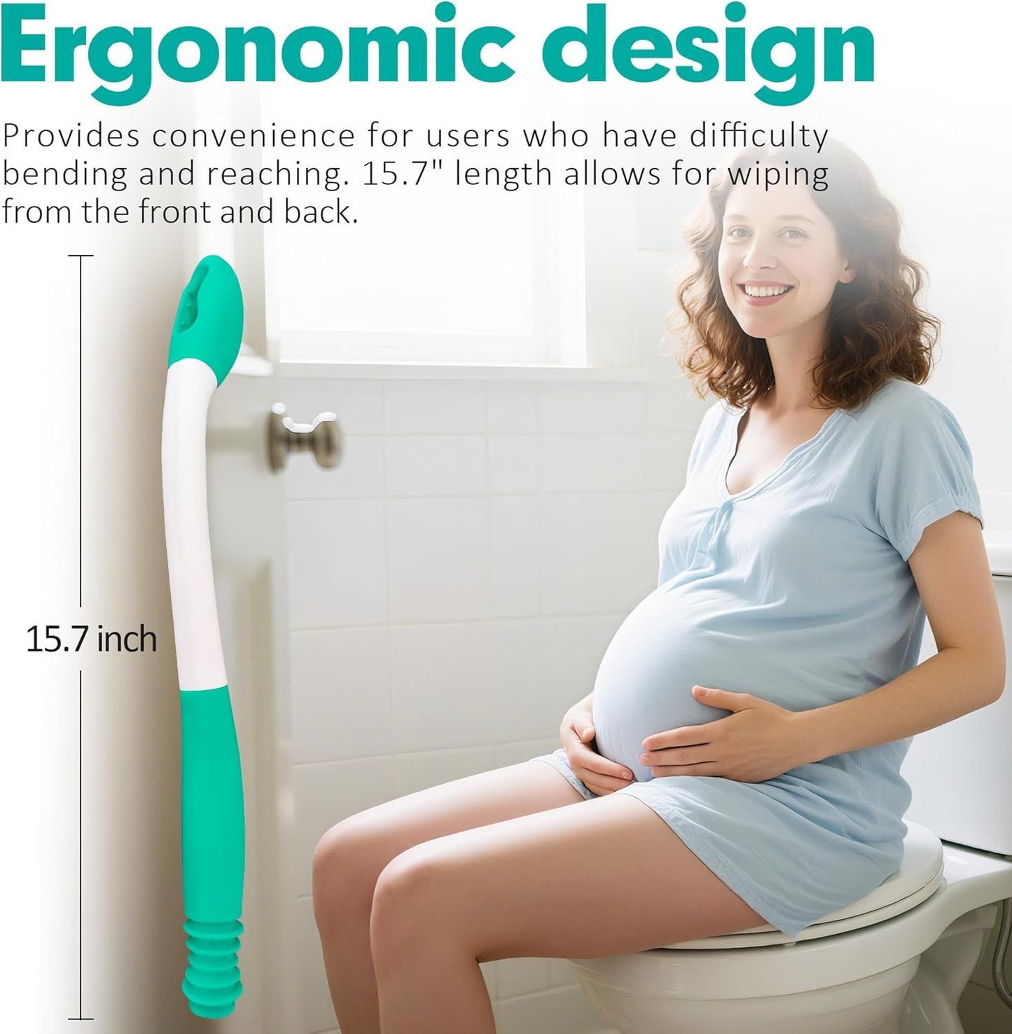 Butt Wiper Tool, 15.7" Comfort Wipe Toilet Aid for Wiping Bottom, Bottom Buddy Wiping Aid for Disabled, Elderly, Overweight, Pregnant People, Easy to Use Bottom Buddy Wiping Assist Tool