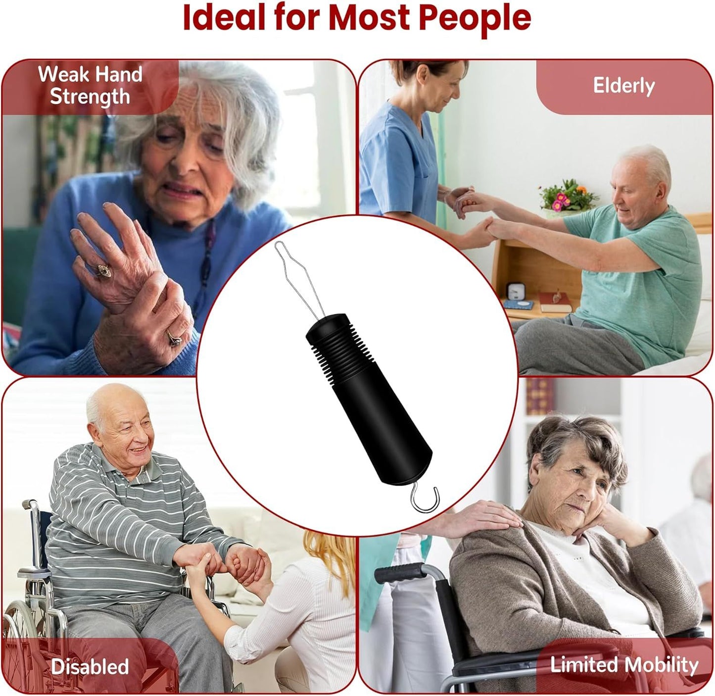 Button Hook with Zipper Pull, Button Assist Tool, Button Hook for Seniors, Disabled, Limited Hand Mobility, One Handed Button Helper Tool, Gifts for People with Disabilities, Easy to Use