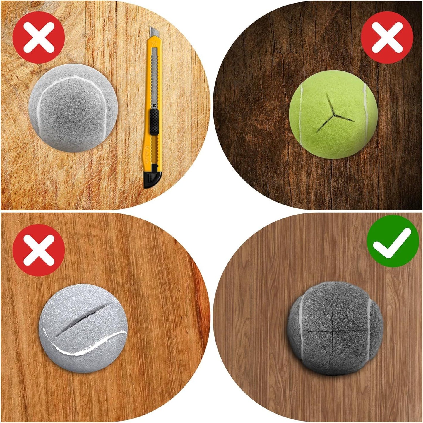 4 Pcs Tennis Balls Precut for Walkers Pre Cut, Walkers Legs Universal Precut GlideBalls for Indoor, Silent Gliding and Floor Protection（Grey）
