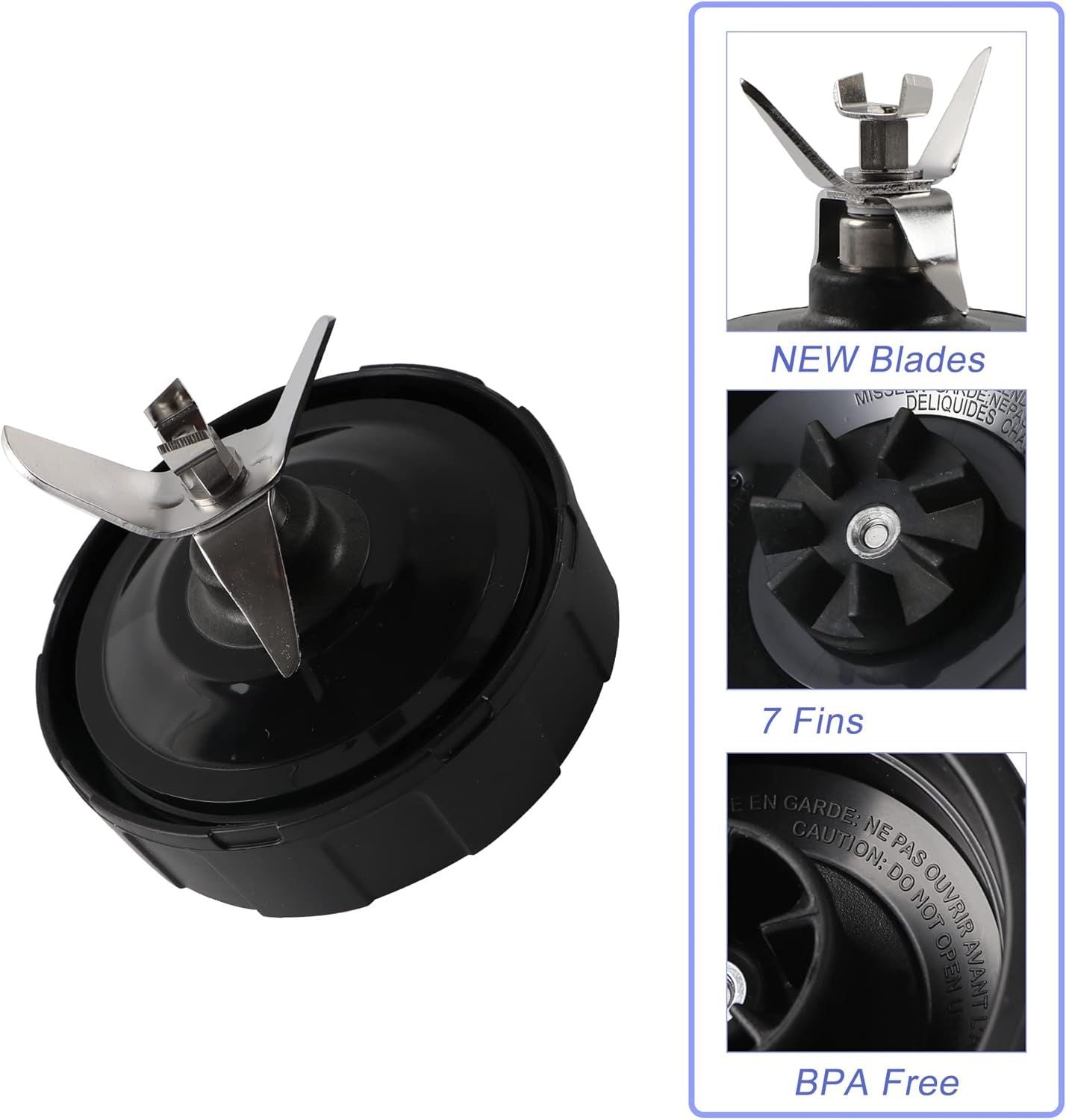 1-pack Extractor Blade Assembly 7 Fins Ninja Blender Blade Ninja Blender Replacement Parts Compatible with Ninja Blenders Auto iQ BL480 BL482 BL642 BL682 NN102