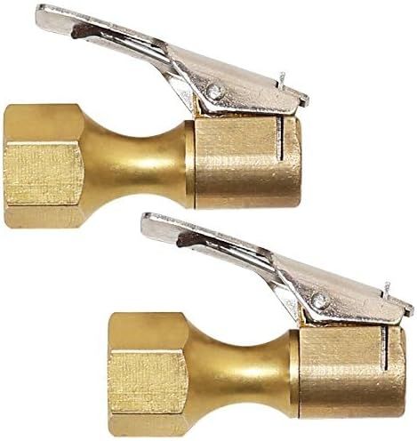 2 Pack Open Flow Straight Lock-On Air Chuck with Clip for Tire Inflator