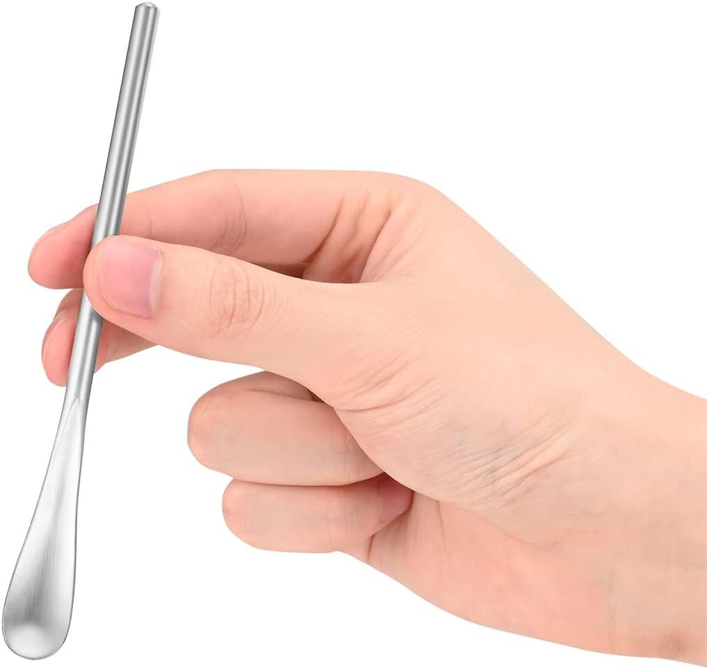 5Inch/12.8cm Coffee Stirrers Spoon,Silver Stainless Steel 304# Coffee Stir Sticks,Round Solid Handle Cocktail Beverage Iced Tea Stirring Stick,Drink Mixing Spoon,Set of 4