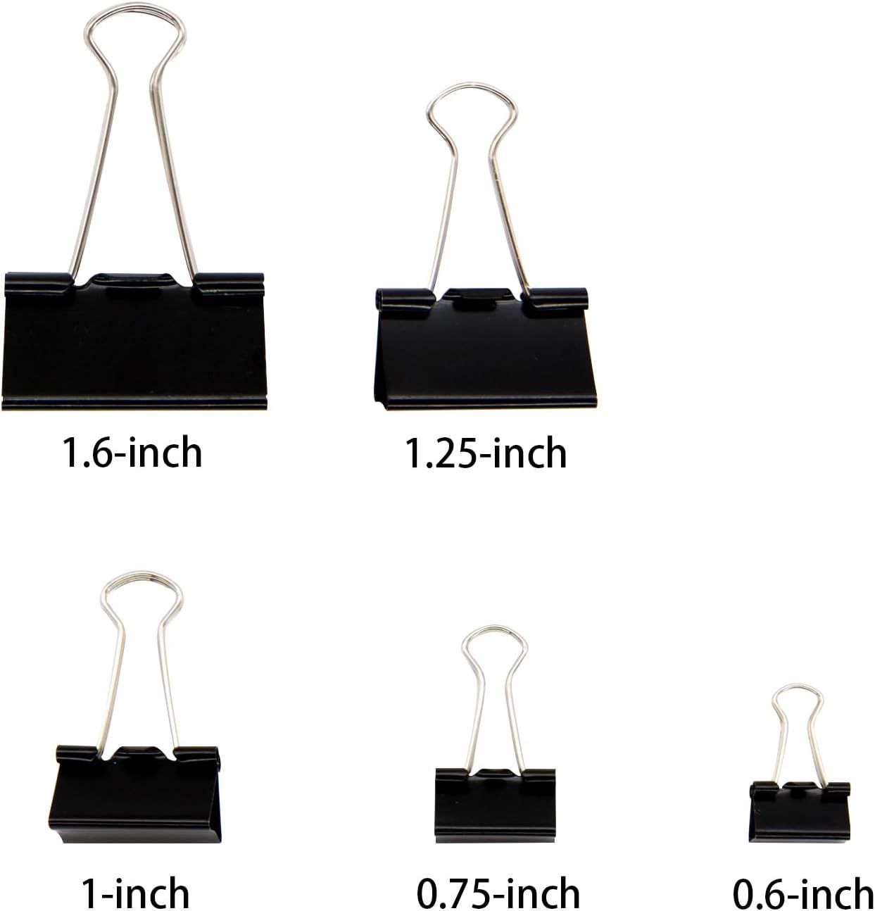 Binder Clips Paper Clamps Assorted Sizes 150 Count (Black), Large, Medium, Small, X Small and Micro, 5 Sizes in One Pack, Meet Your Different Using Needs.