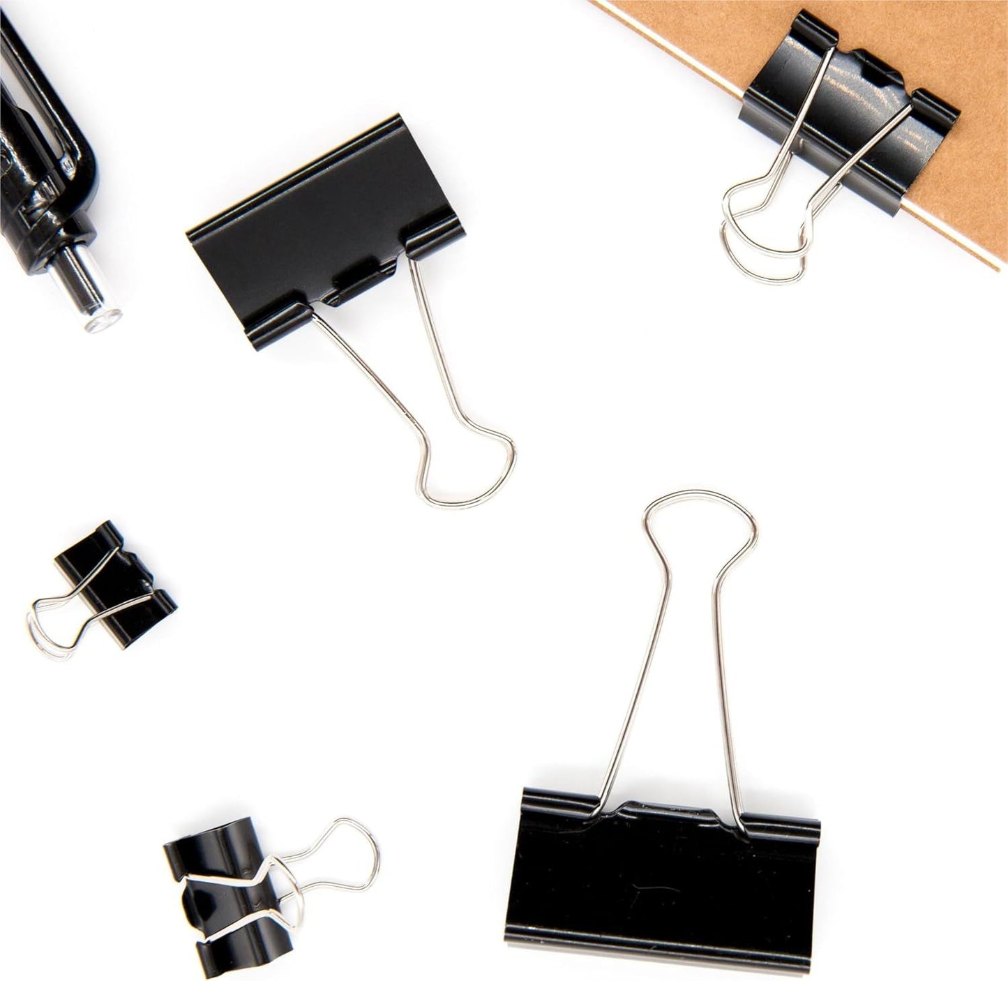 Binder Clips Paper Clamps Assorted Sizes 150 Count (Black), Large, Medium, Small, X Small and Micro, 5 Sizes in One Pack, Meet Your Different Using Needs.