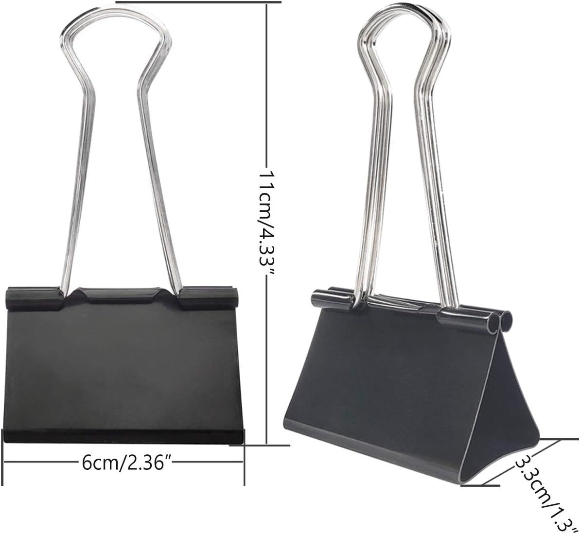 Extra Large Binder Clips 2.4-Inch (12 Pack), Big Paper Clamps for Office Supplies, Black