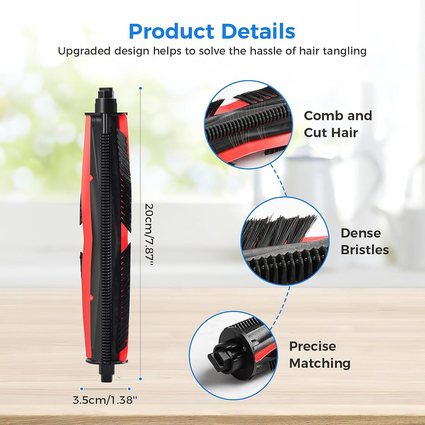 TriCut Brush for Roborock S7/S7 Plus/S7 MaxV/S7 MaxV Plus/S7 MaxV Ultra/S7 Pro Ultra/QV35A/QV35S/Q5/Qrevo Series/Q Revo/Qrevo Pro/Qrevo Plus/Q7 Series/T7S Series Robot Vacuum, Hair-Detangle Main Brush