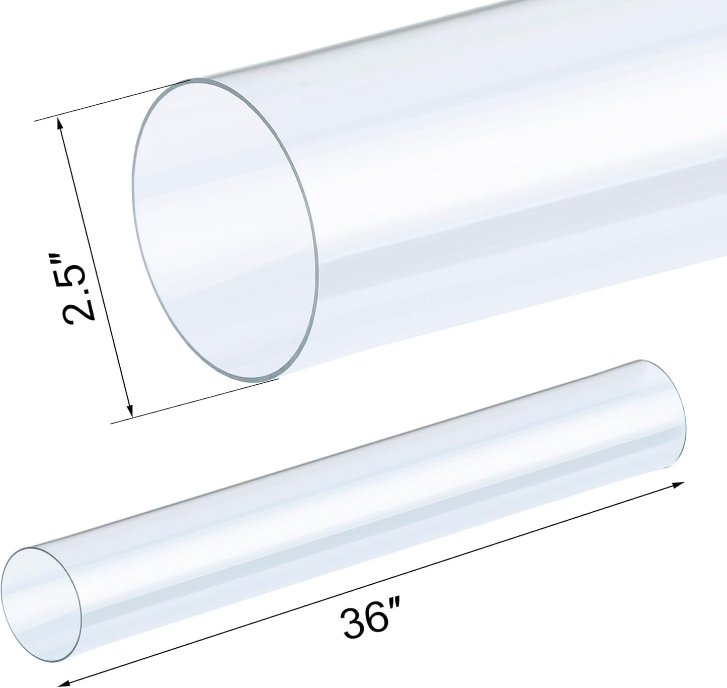 Xadnitu 4 Pieces 2-1/2" x 36" Clear Rigid Pipes, Plastic Round Tubes with Strap Clamps for Home, Garden, Woodworking, DIY Dust Collection System
