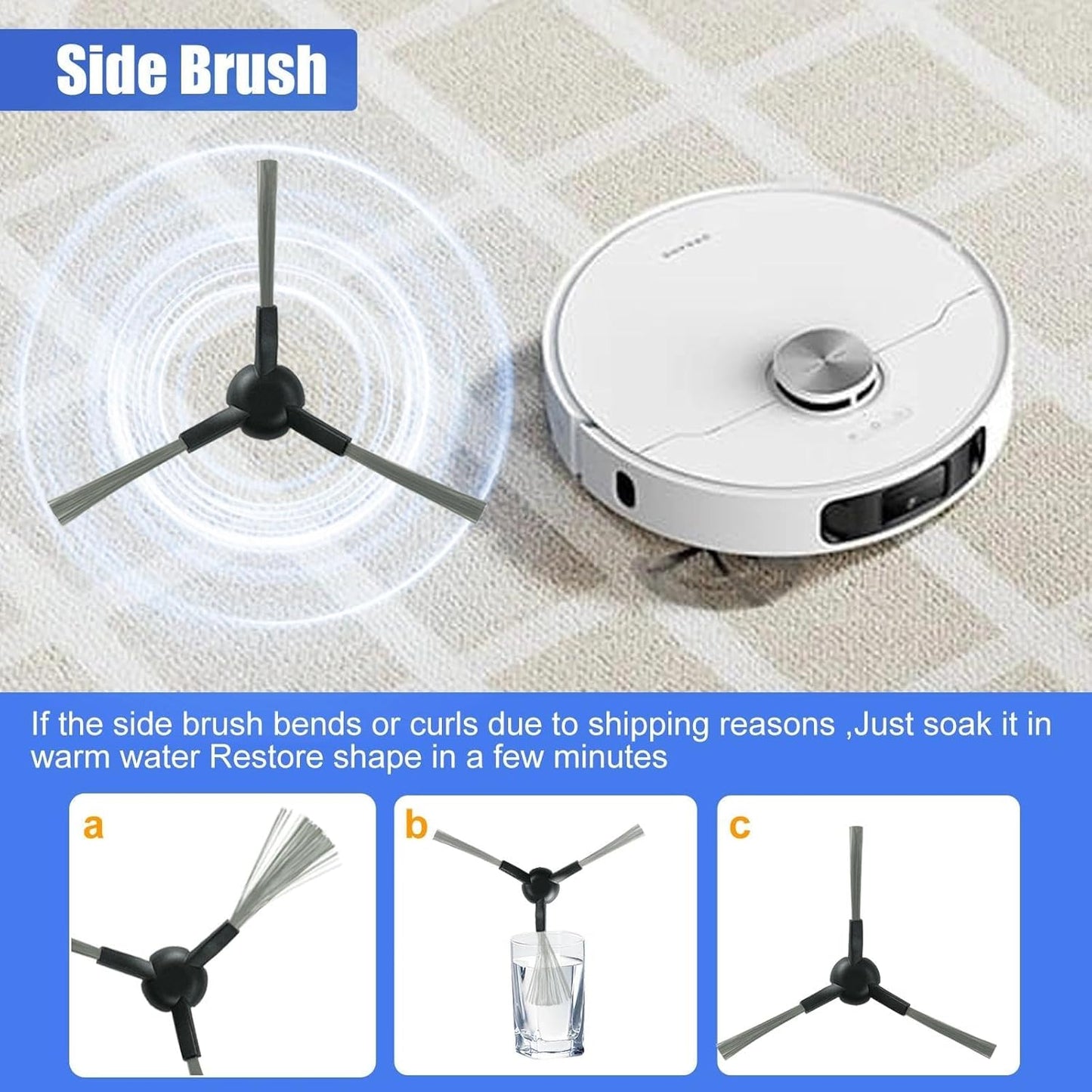 Replacement Parts Kits for Dreame L10s Ultra Gen 2/ L10s Pro Ultra Heat/ X30 Ultra/Mova E30 Ultra Vacuum Cleaners 1 Brush Roll 4 Side Brushes 4 Mops 4 Filters 4 Dust Bags with Cleaning Tool Brush