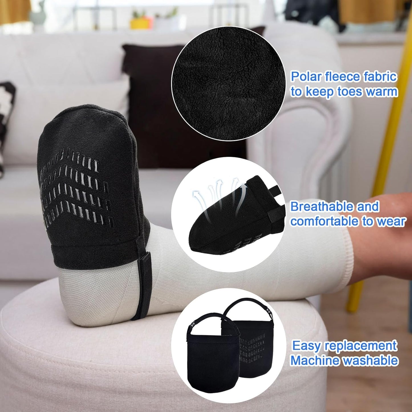 iGuerburn 2Pcs Cast Sock Cover for Foot, Non-slip Cast Toe Cover Keep Toe Clean & Warm, Foot Surgery Recovery Supplies Cast Cover Protector for Women Men Adults