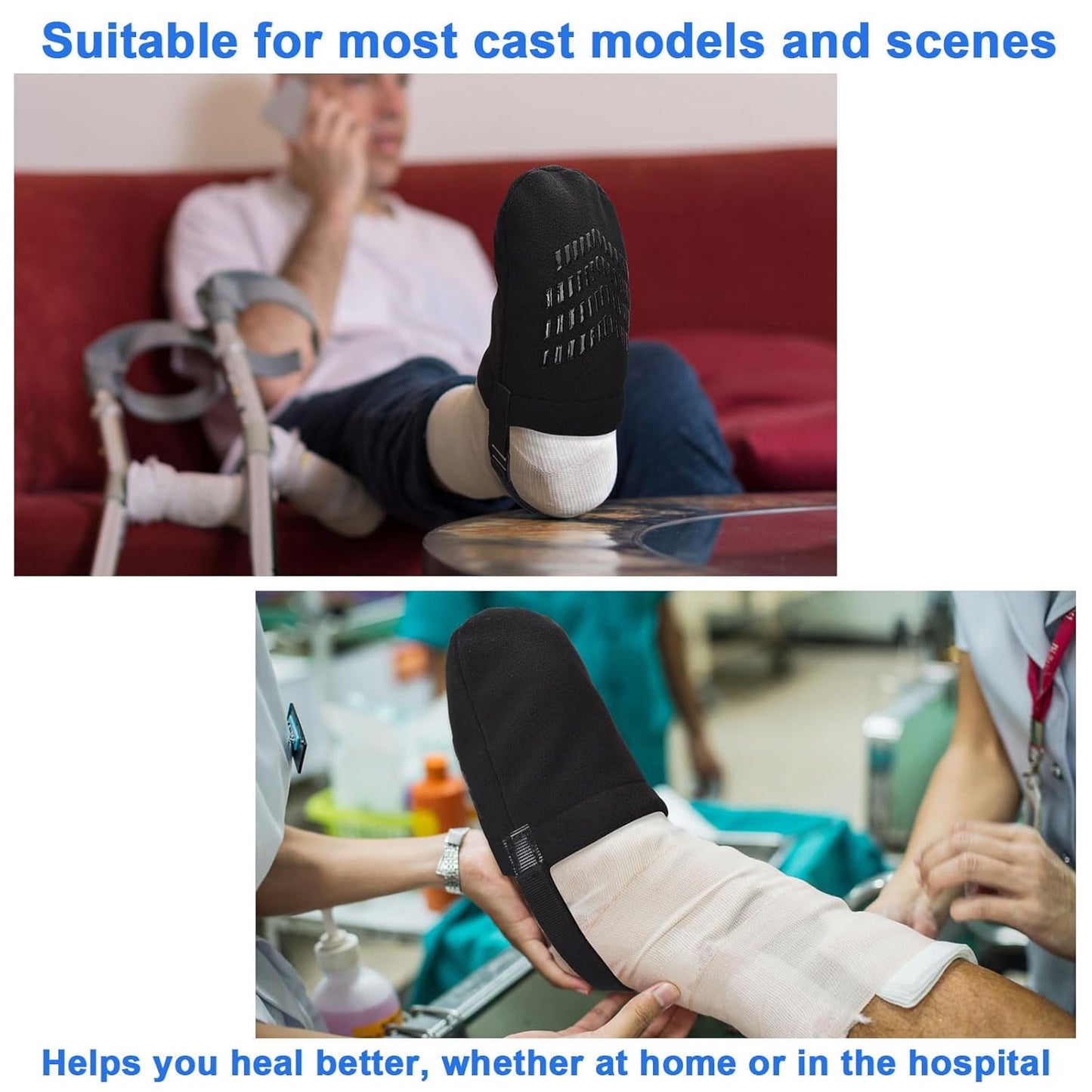 iGuerburn 2Pcs Cast Sock Cover for Foot, Non-slip Cast Toe Cover Keep Toe Clean & Warm, Foot Surgery Recovery Supplies Cast Cover Protector for Women Men Adults
