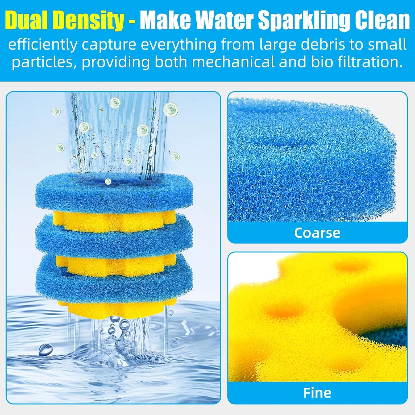 Replacement Sponge Filter Media Pad Compatible with VIVOHOME/VIVOGROW 2380 GPH/2630 GPH or SUNSUN CPF-250/180 Pressure Pond Filter Foam Koi Fish