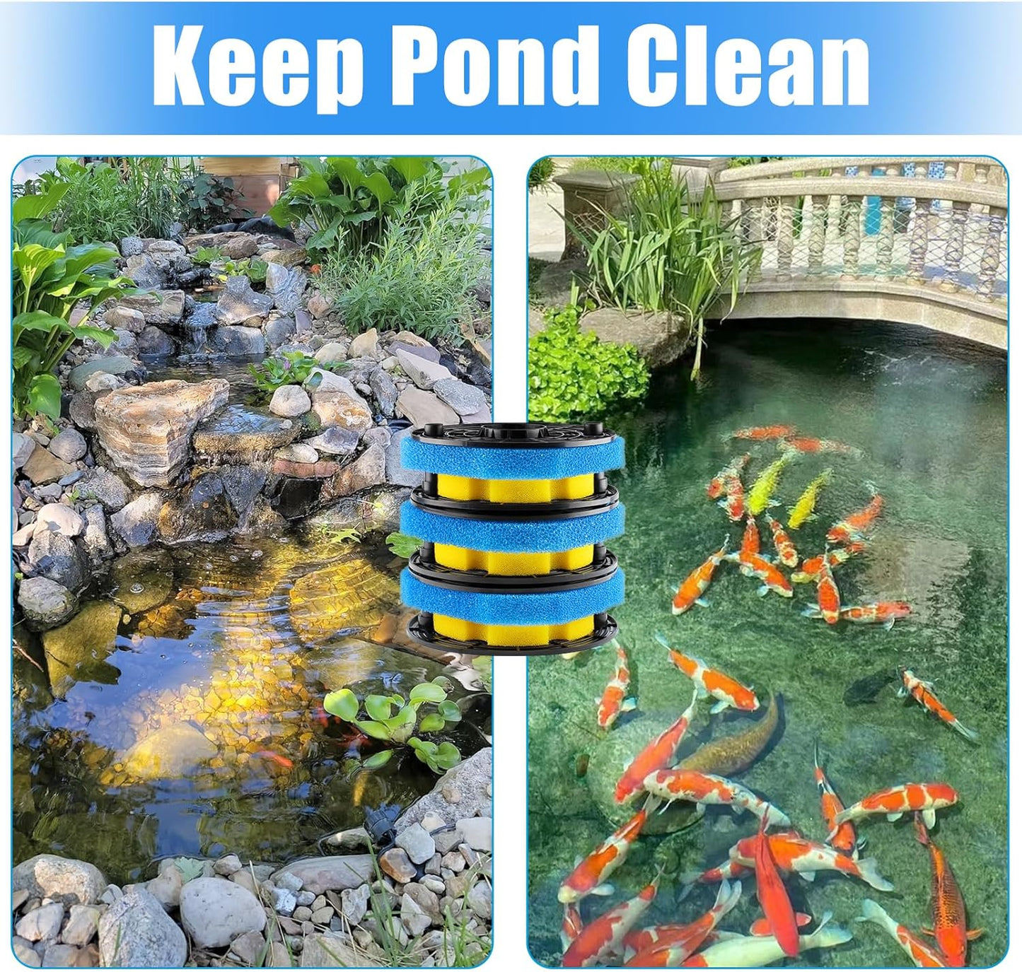 Replacement Sponge Filter Media Pad Compatible with VIVOHOME/VIVOGROW 2380 GPH/2630 GPH or SUNSUN CPF-250/180 Pressure Pond Filter Foam Koi Fish
