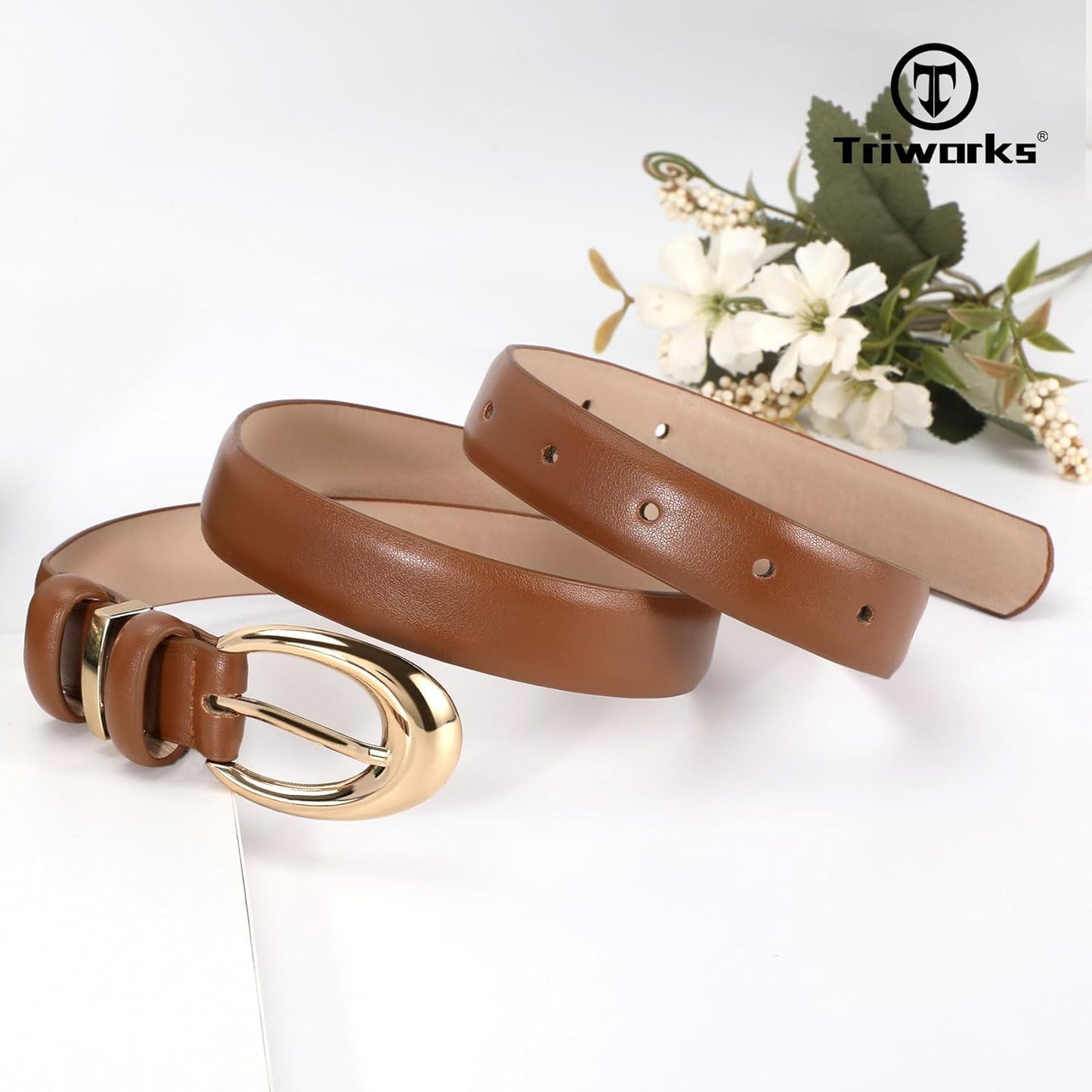 3 Pack Women Leather Belt for Jeans Pants Fashion Ladies Faux Leather Belt with Gold Buckle