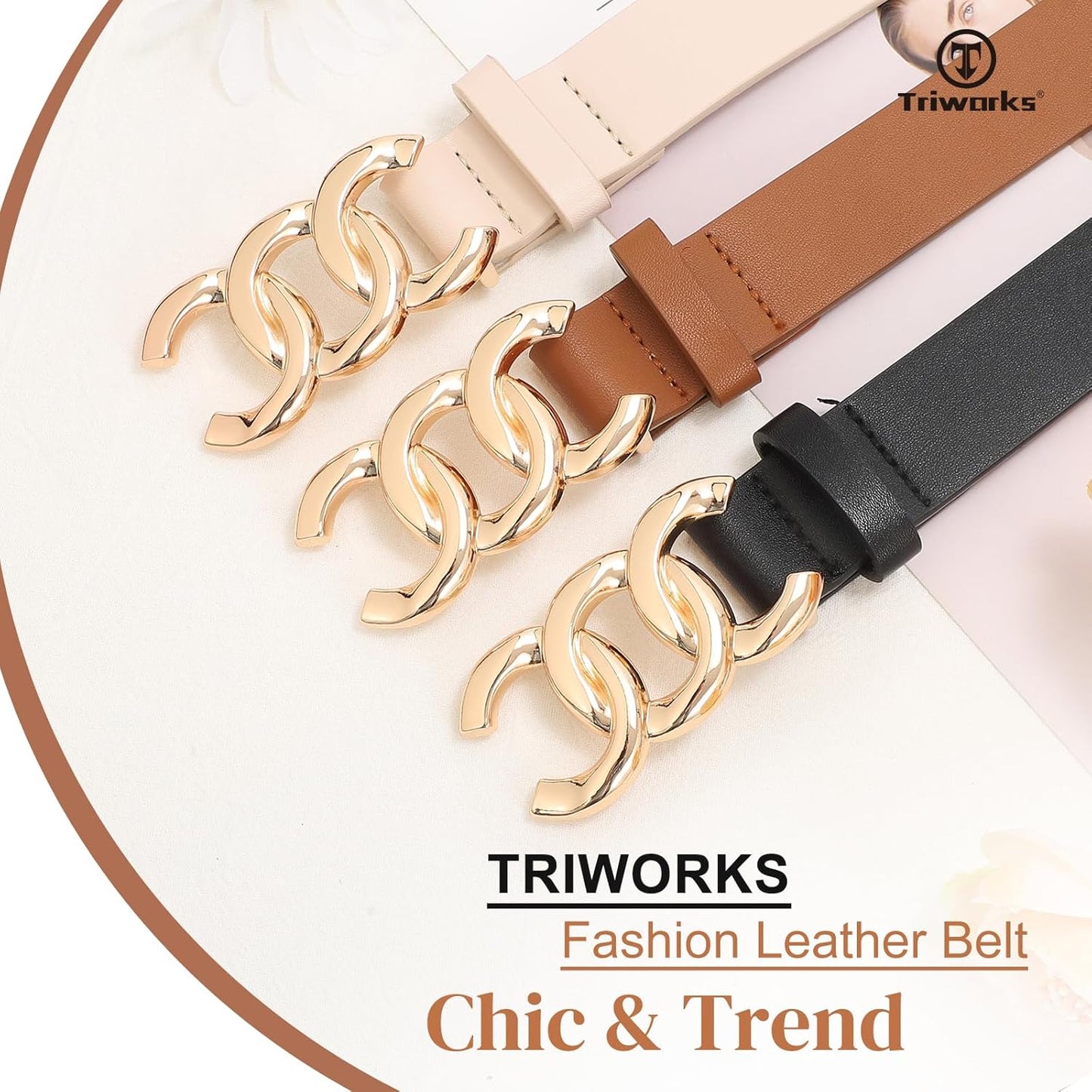 3 Pack Women's Belts for Jeans Pants Fashion Waist Belts for Ladies Leather Belts