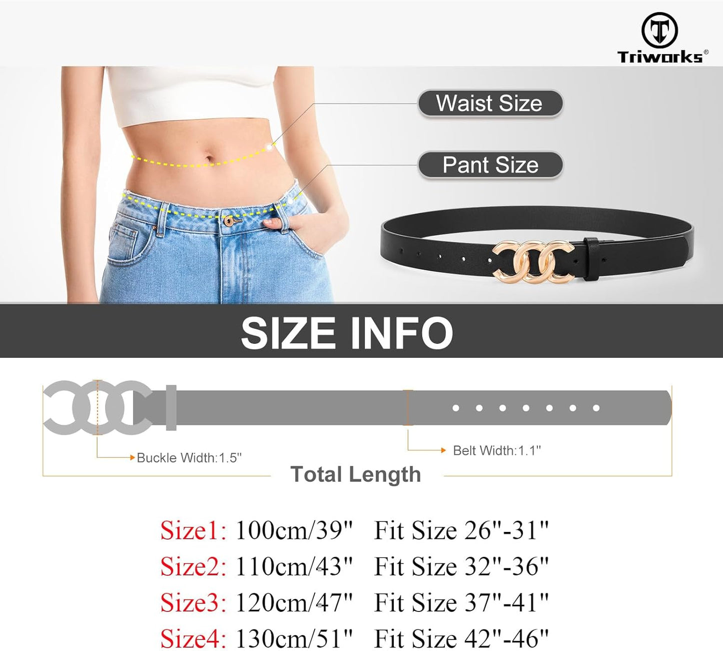 3 Pack Women's Belts for Jeans Pants Fashion Waist Belts for Ladies Leather Belts