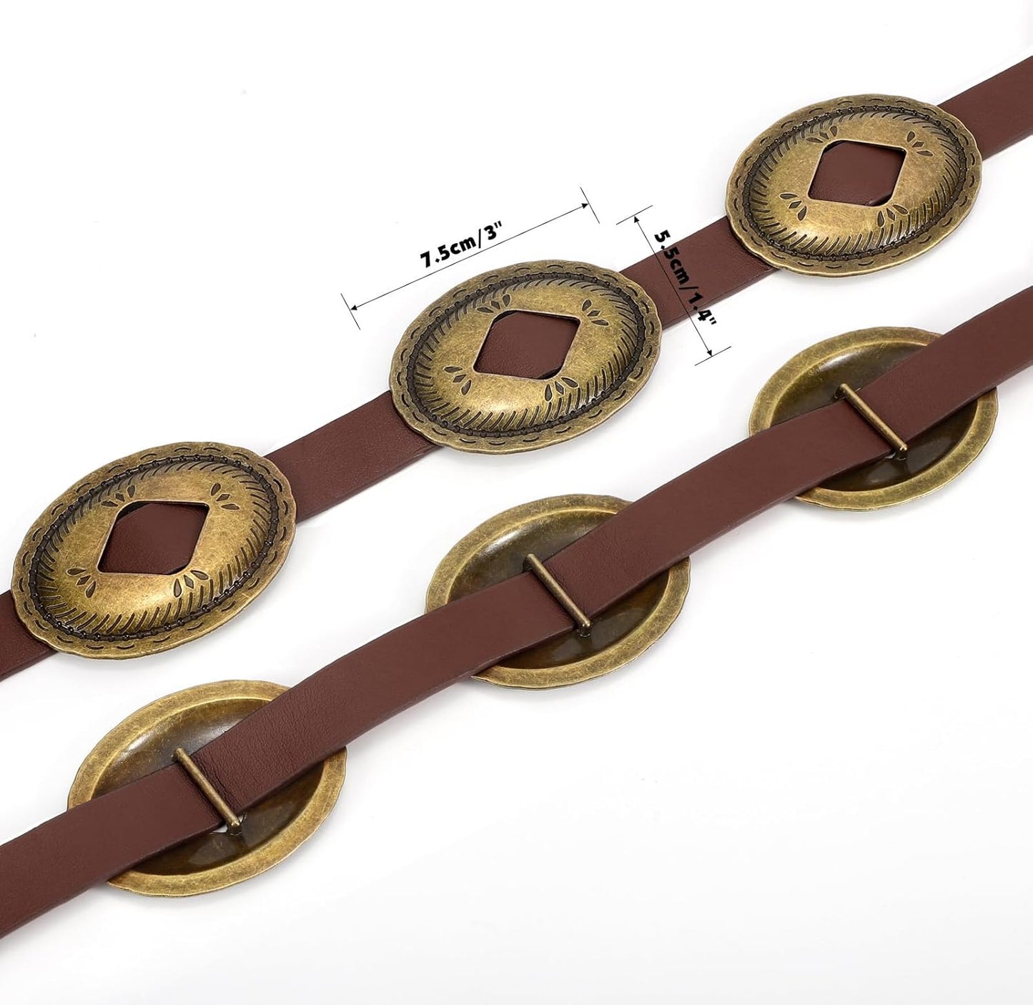 Western Belts for Woman Oval Concho Belt Cowgirl Belt Boho Disc Belt Buckle for Dress Jeans Country Concert Outfit